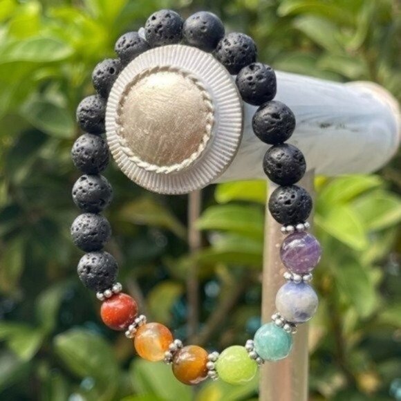 8mm 7 Chakra Stretch Bead Bracelet - Picture 1 of 4